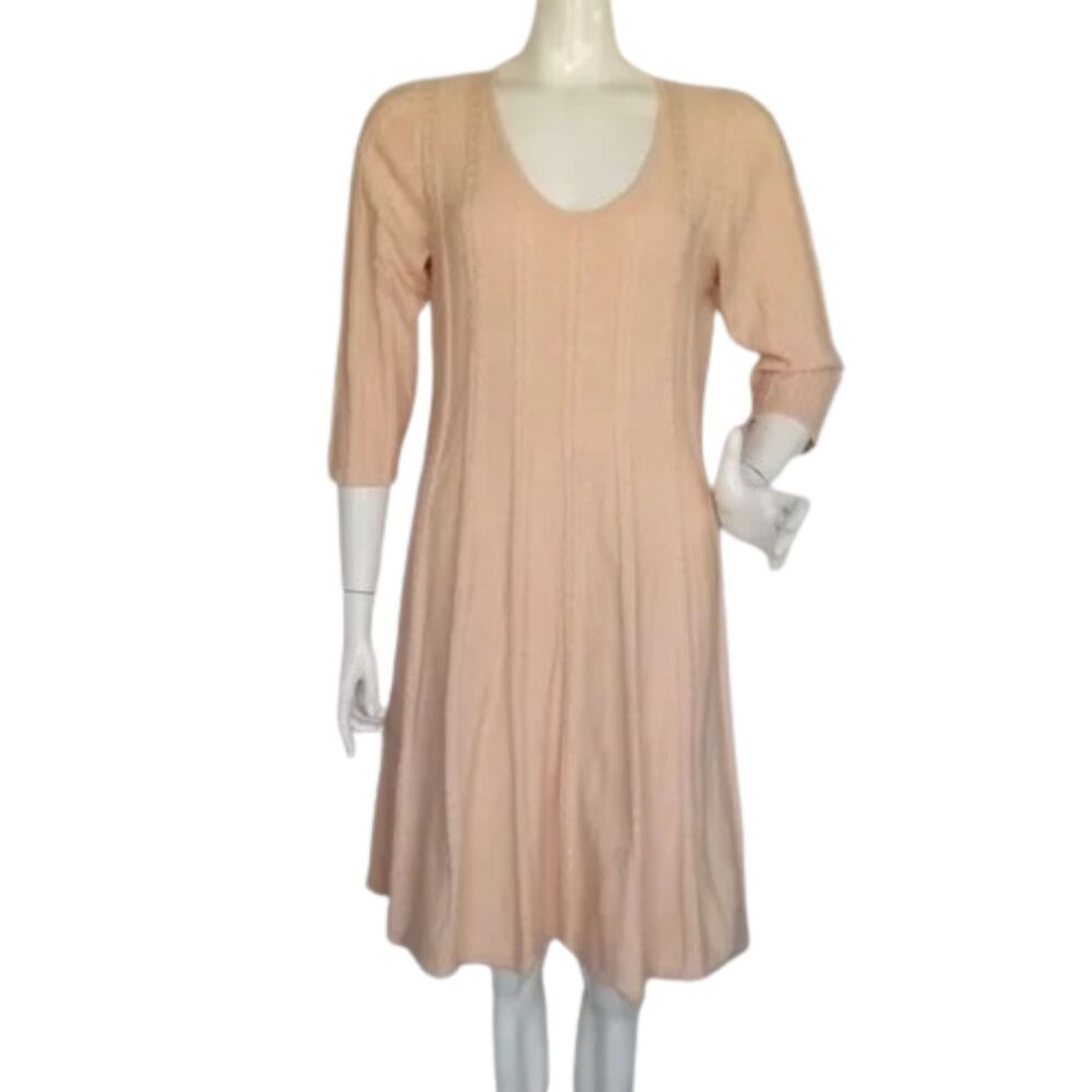 TORRID Sweater Dress, 1/1X, Pale Blush, Cable knit, Skater Skirt, Mid-sleeves